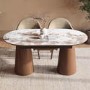 Large Walnut and Marble Effect Extendable Dining Table - Seats 4 - 6 - Malia