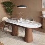 Large Walnut and Marble Effect Extendable Dining Table - Seats 4 - 6 - Malia