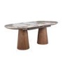 Large Walnut and Marble Effect Extendable Dining Table - Seats 4 - 6 - Malia
