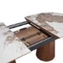 Large Walnut and Marble Effect Extendable Dining Table - Seats 4 - 6 - Malia