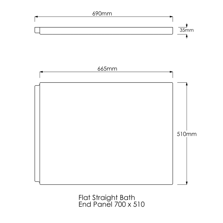 GRADE A1 - 700mm Matt White Acrylic Bath End Panel - Malden