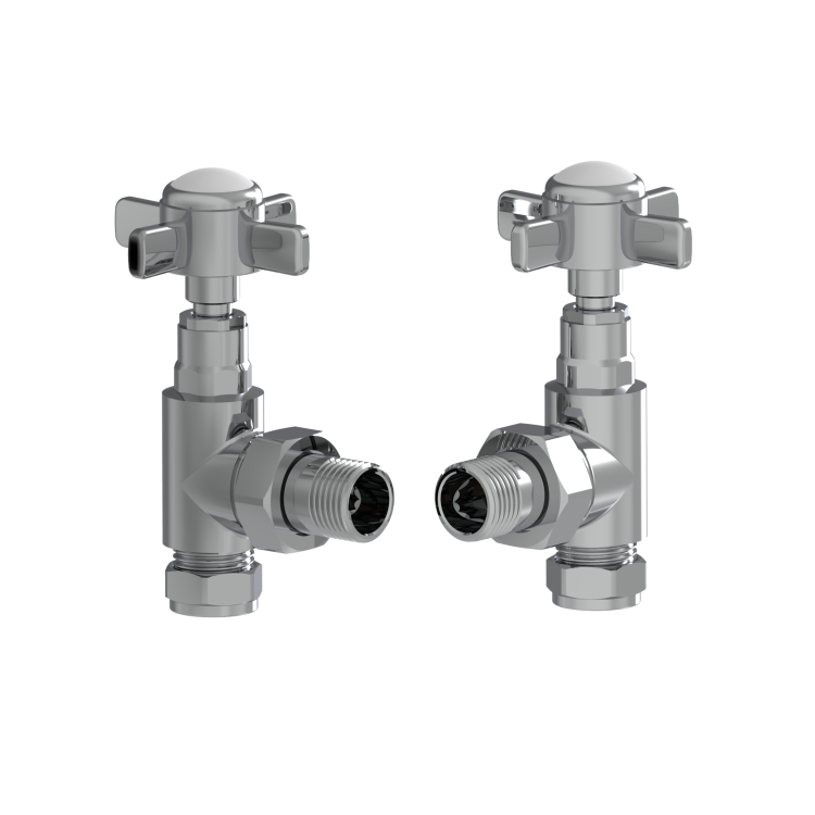 Maesta Chrome Traditional Manual Angled Radiator Valves (pair)