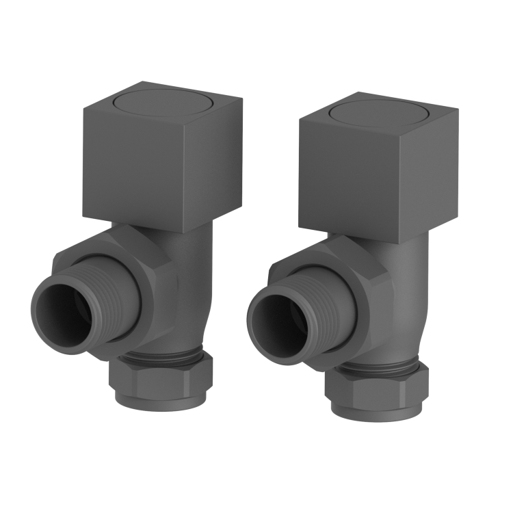 Elego Anthracite Gray Modern Manual Angled Radiator Valves (pair)