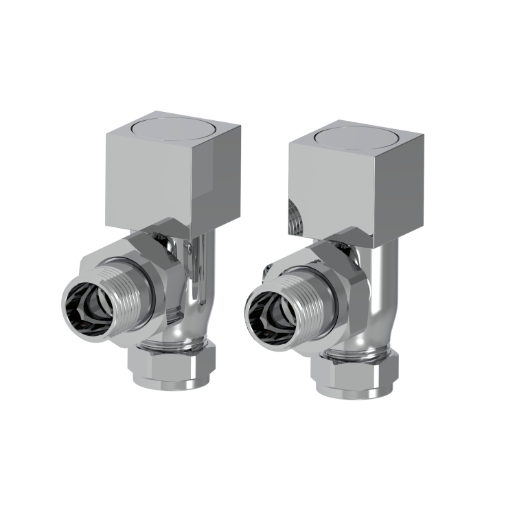 Elego Chrome Modern Manual Angled Radiator Valves (pair)