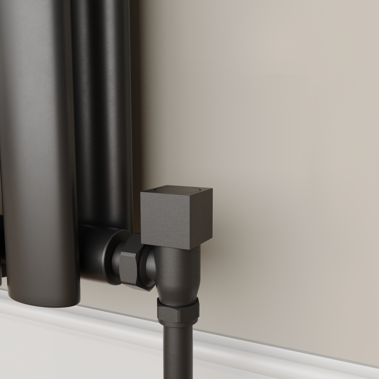 Elego Matte Black Modern Manual Angled Radiator Valves (pair)