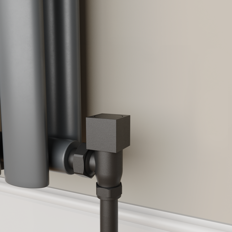Elego Matte Black Modern Manual Angled Radiator Valves (pair)