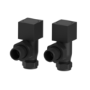 Elego Matte Black Modern Manual Angled Radiator Valves (pair)