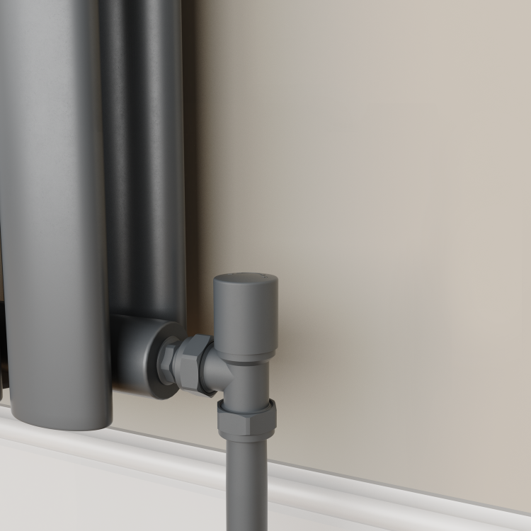 Elego Anthracite Gray Modern Manual Angled Radiator Valves (pair)