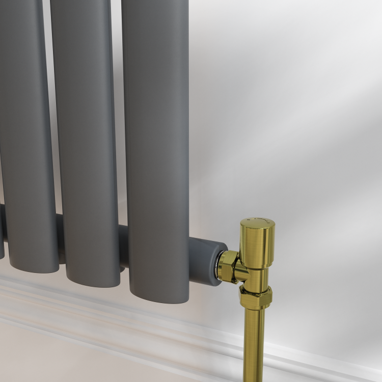 Elego Brushed Brass Modern Manual Angled Radiator Valves (pair)