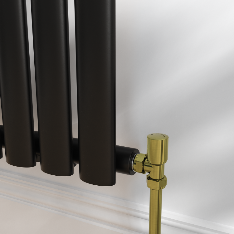 Elego Brushed Brass Modern Manual Angled Radiator Valves (pair)