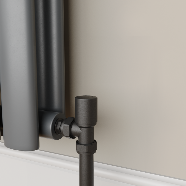 Elego Matte Black Modern Manual Angled Radiator Valves (pair)