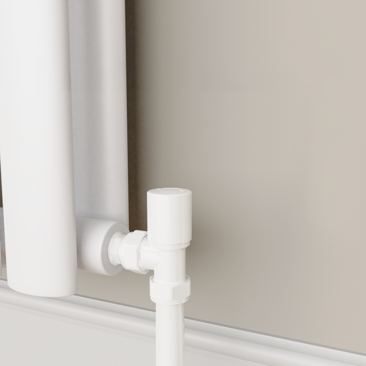 Elego White Modern Manual Angled Radiator Valves (pair)