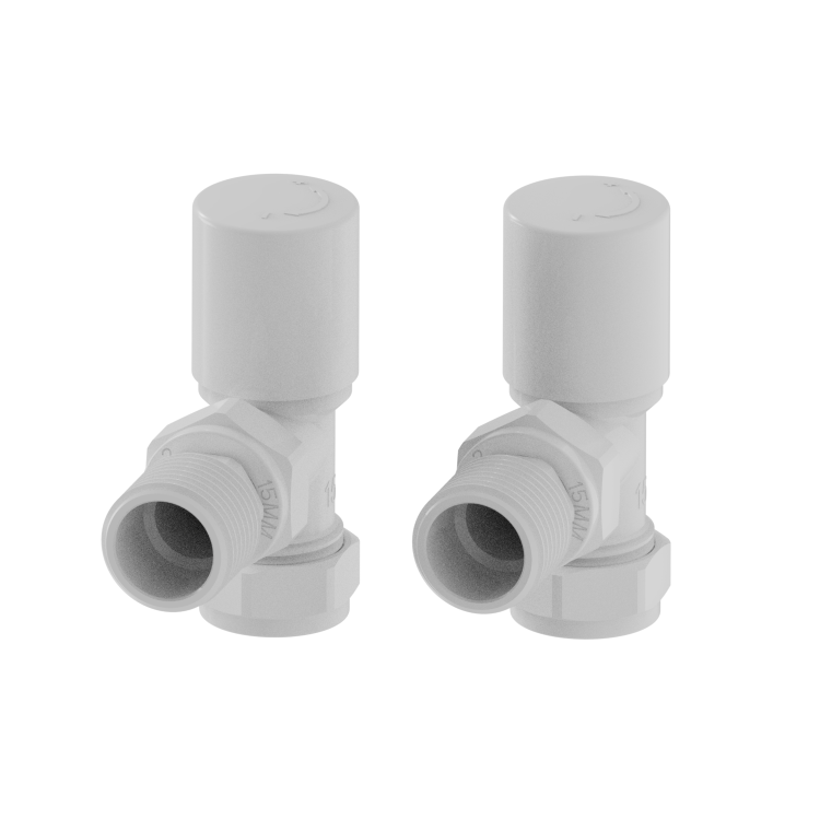 Elego White Modern Manual Angled Radiator Valves (pair)