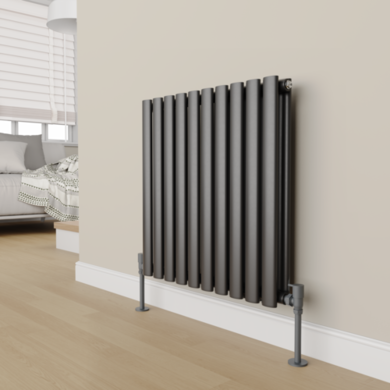 Refurbished - Elego Anthracite Gray Modern Manual Angled Radiator Valves (pair)