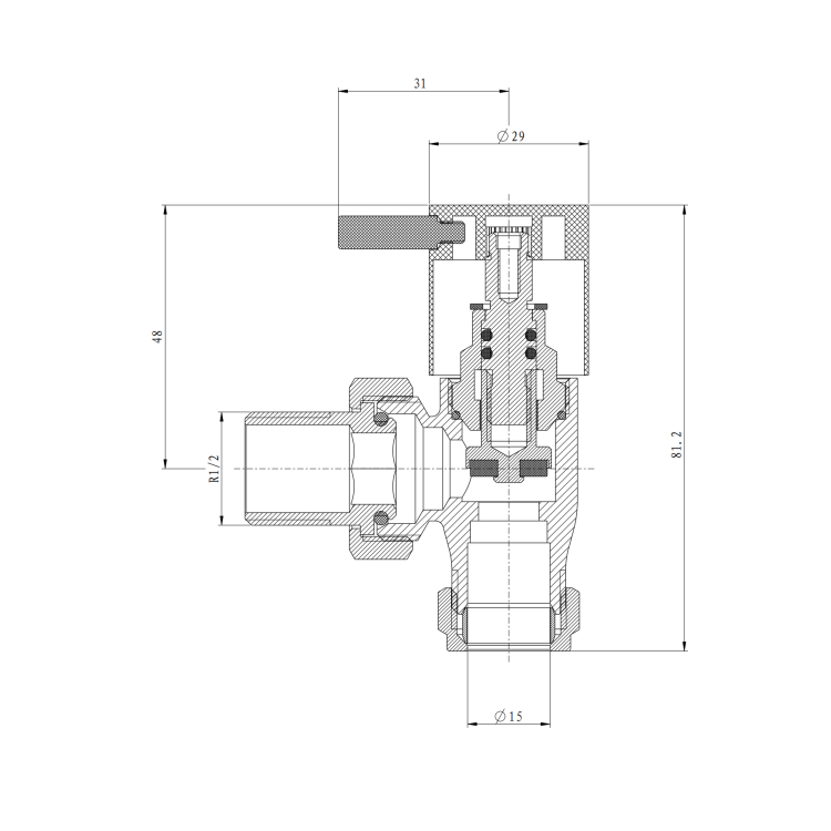 Elego Matte Black Modern Manual Angled Radiator Valves (pair)