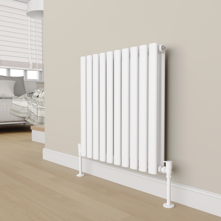 Elego White Modern Manual Angled Radiator Valves (pair)