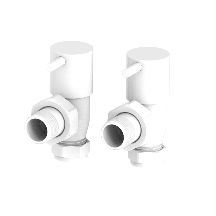 Elego White Modern Manual Angled Radiator Valves (pair)