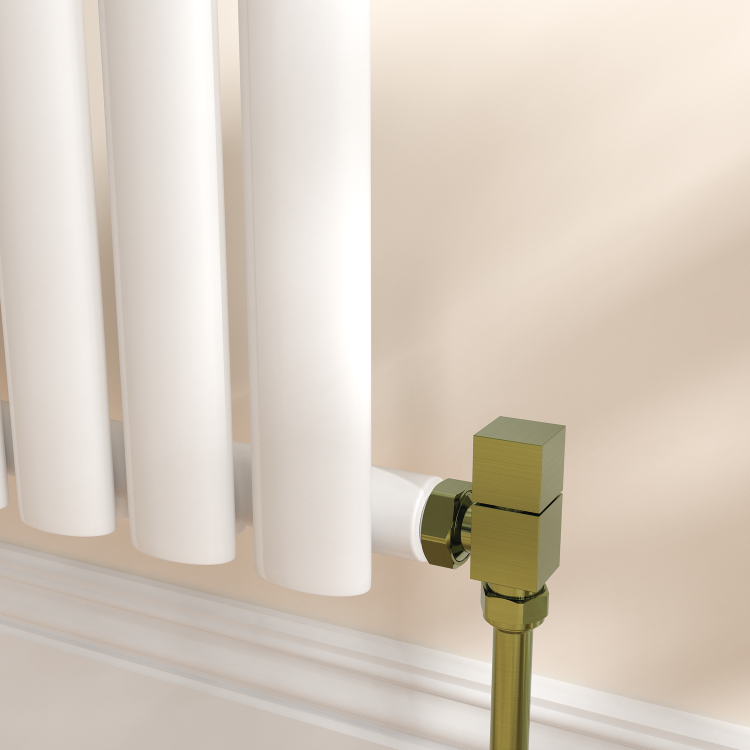 Elego Brushed Brass Modern Manual Angled Radiator Valves (pair)