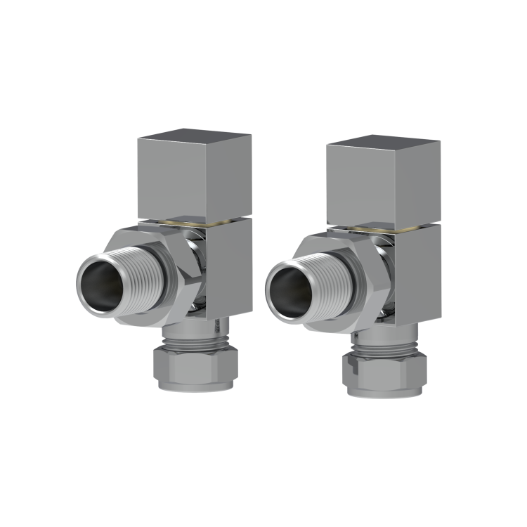 Elego Chrome Modern Manual Angled Radiator Valves (pair)