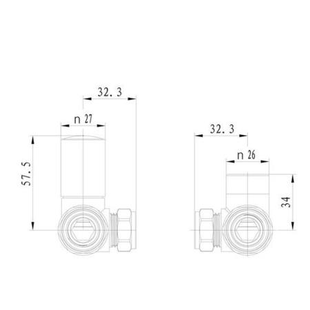 Elego Chrome Modern Manual Corner Radiator Valves With Lockshield