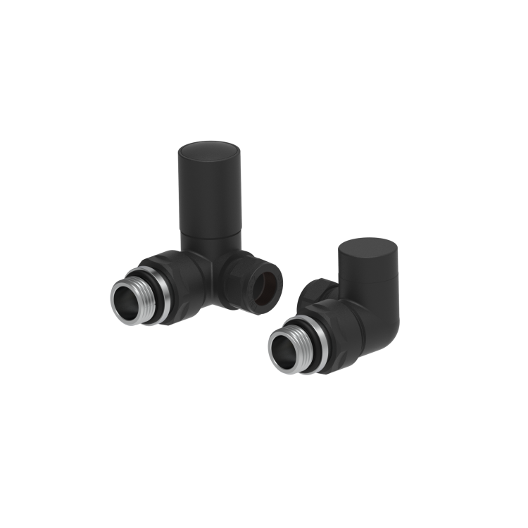 Elego Matte Black Modern Manual Corner Radiator Valves With Lockshield