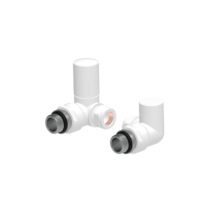 Elego White Modern Manual Corner Radiator Valves With Lockshield