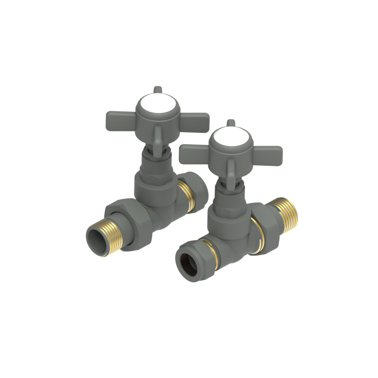 Maesta Anthracite Gray Traditional Manual Straight Radiator Valves (pair)