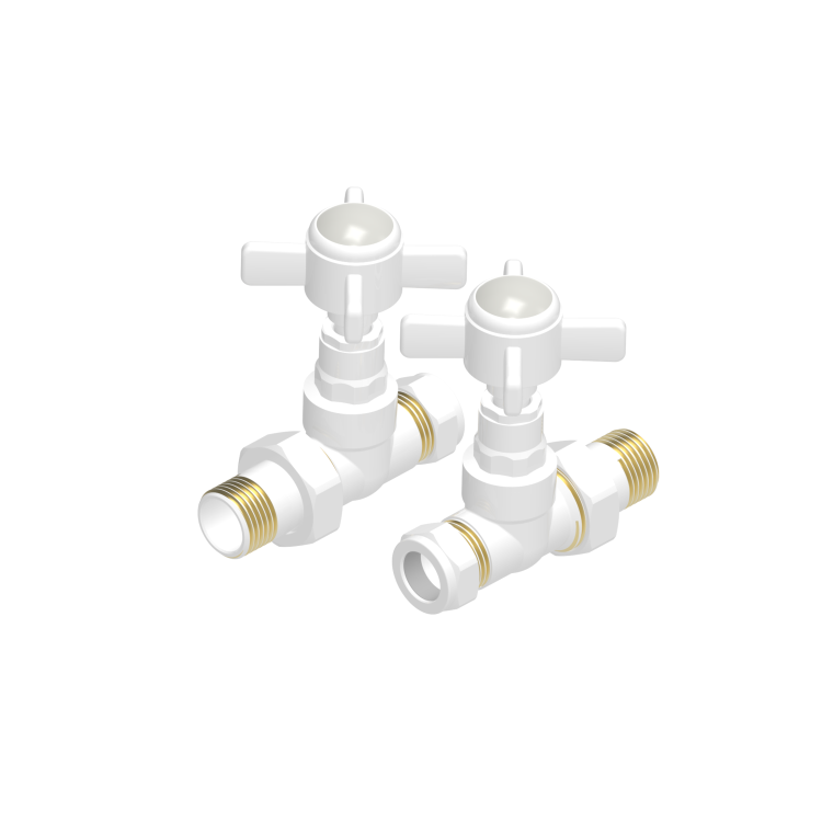 Maesta White Traditional Manual Straight Radiator Valves (pair)
