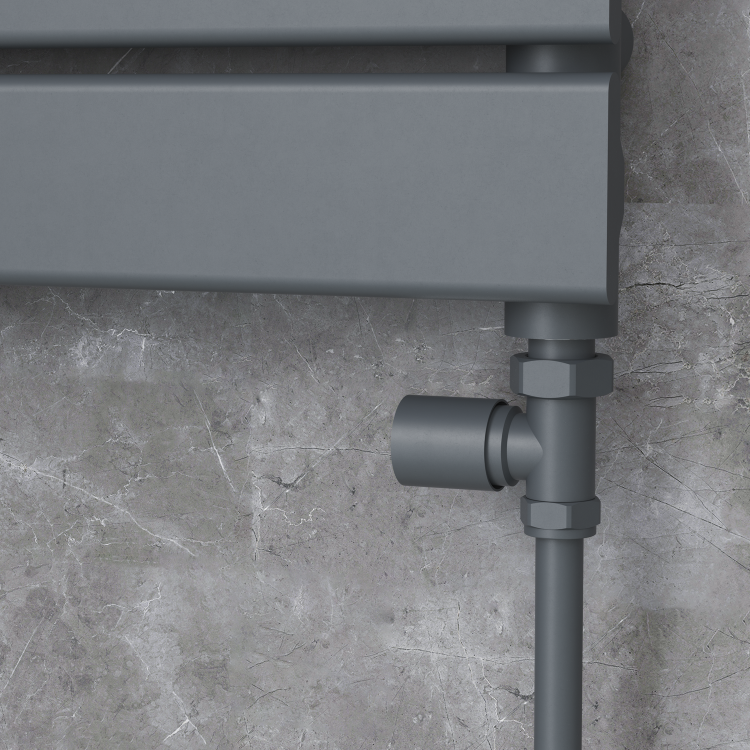 Elego Anthracite Gray Modern Manual Straight Radiator Valves (pair)