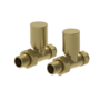 Elego Brushed Brass Modern Manual Straight Radiator Valves (pair)