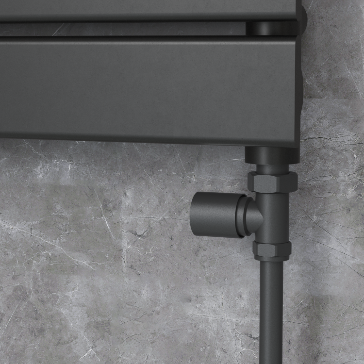 Elego Matte Black Modern Manual Straight Radiator Valves (pair)