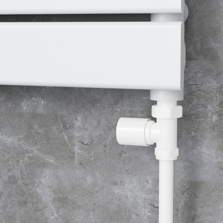 Elego White Modern Manual Straight Radiator Valves (pair)