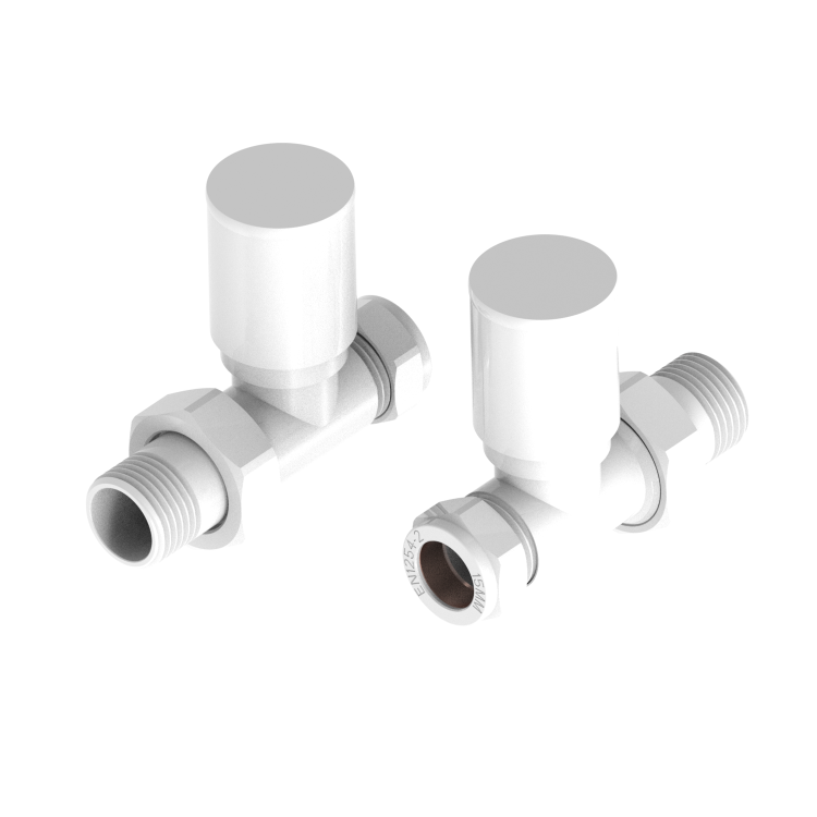 Elego White Modern Manual Straight Radiator Valves (pair)