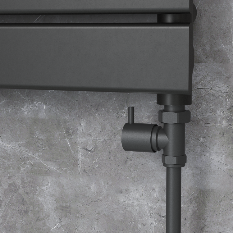 Elego Matte Black Modern Manual Straight Radiator Valves (pair)