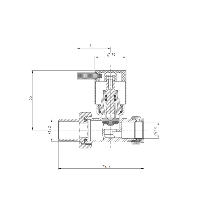 Elego Matte Black Modern Manual Straight Radiator Valves (pair)