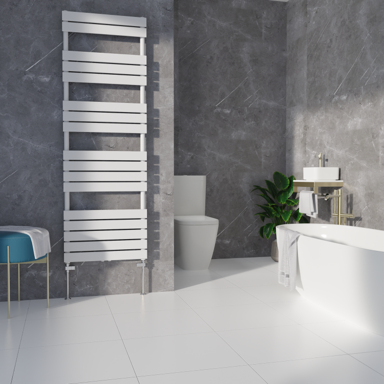 Elego Chrome Modern Manual Straight Radiator Valves (pair)