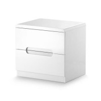 Julian Bowen MAN201 Julian Bowen Manhattan White High Gloss 2 Drawer Bedside Table