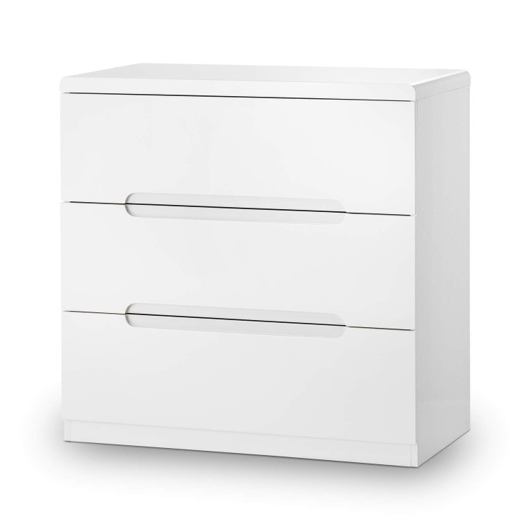 Julian Bowen MAN202 Julian Bowen Manhattan White High Gloss 3 Drawer Chest