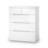 White High Gloss Chest of 5 Drawers - Manhattan - Julian Bowen 