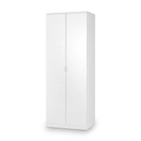 Tall White High Gloss 2 Door Double Wardrobe - Manhattan - Julian Bowen