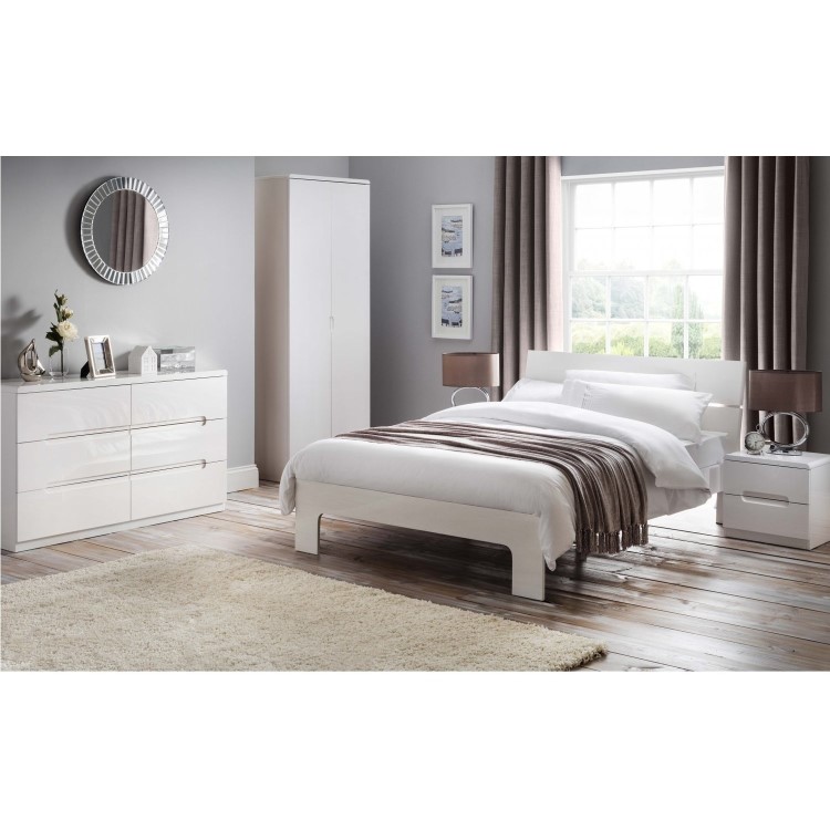 White High Gloss King Size Bed Frame - Manhattan - Julian Bowen