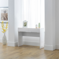 White High Gloss Dressing Table with 2 Drawers -Manhattan - Julian Bowen
