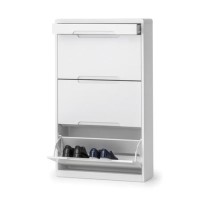 Slim White High Gloss Shoe Cabinet - 9 Pairs - Manhattan Slim White High Gloss Shoe Cabinet - 9 Pairs - Manhattan