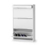 Slim White High Gloss Shoe Cabinet - 9 Pairs - Manhattan