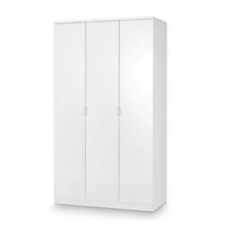 Tall White High Gloss 3 Door Triple Wardrobe - Manhattan - Julian Bowen