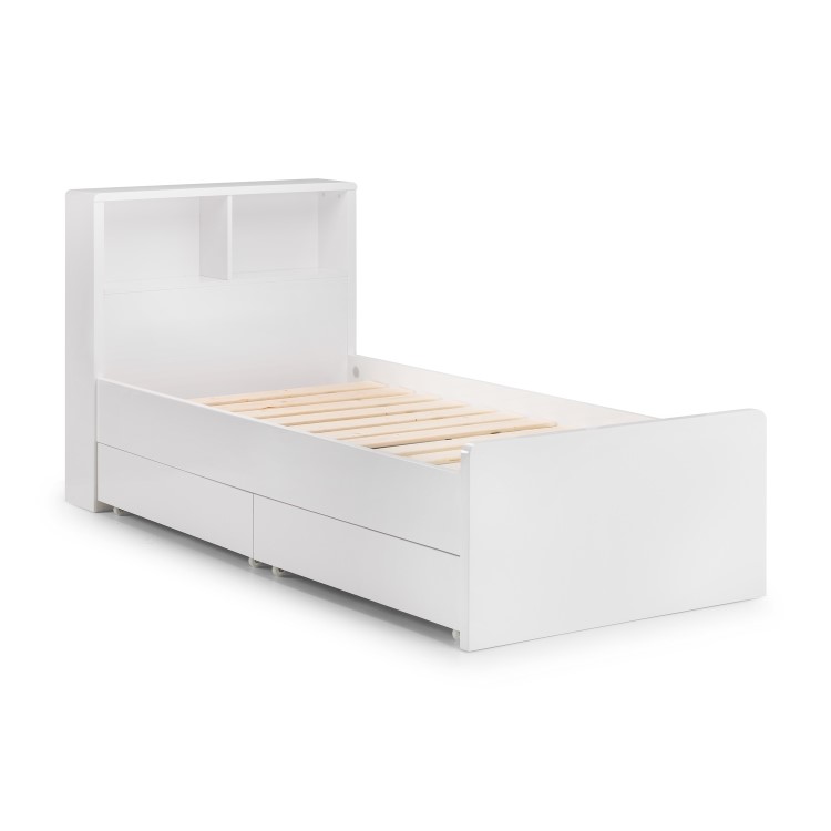 Julian Bowen Manhattan White High Gloss Single Bookcase Bed
