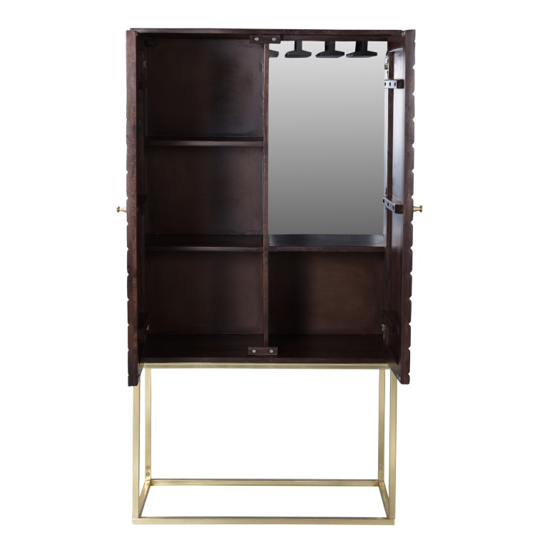Drinks Cabinet in Gold & Dark Wood - Mari
