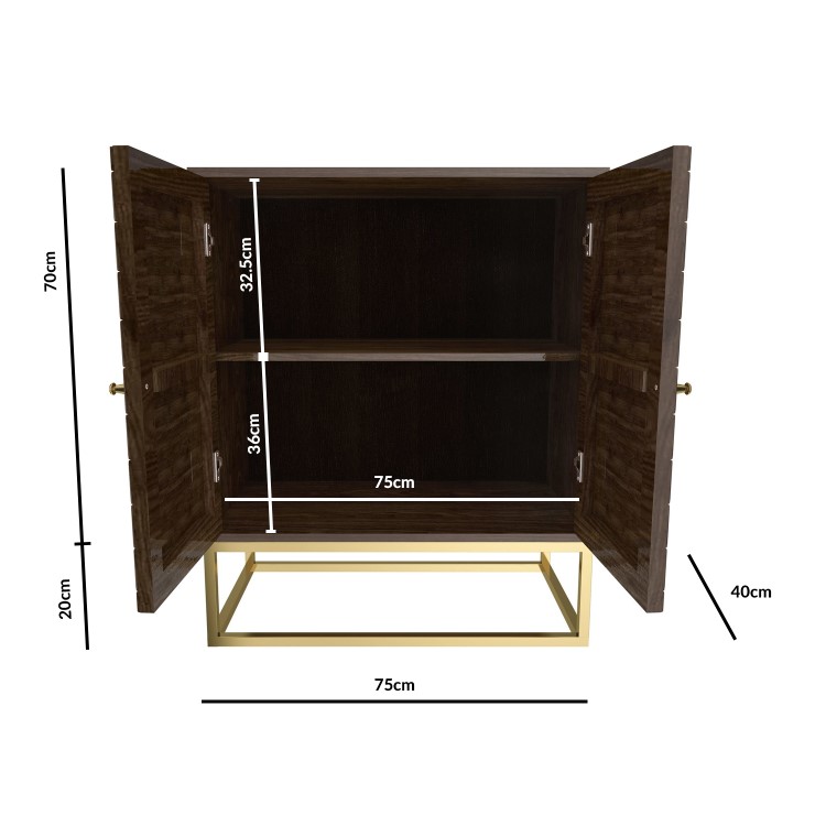 Dark Wood Sideboard with Gold - Mari