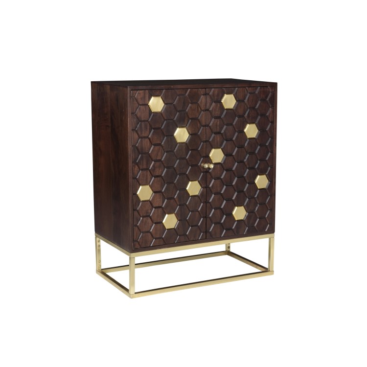 Dark Wood Sideboard with Gold - Mari