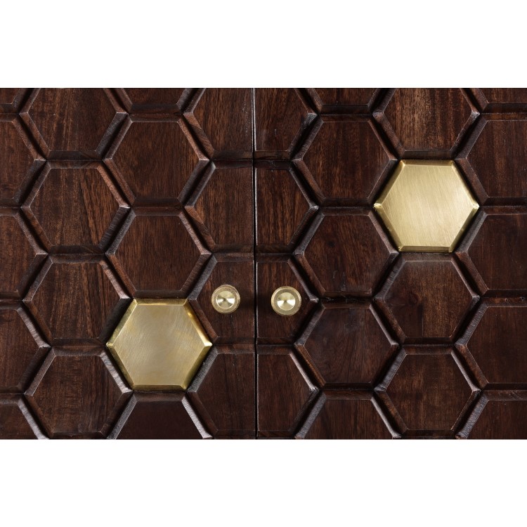 Dark Wood Sideboard with Gold - Mari